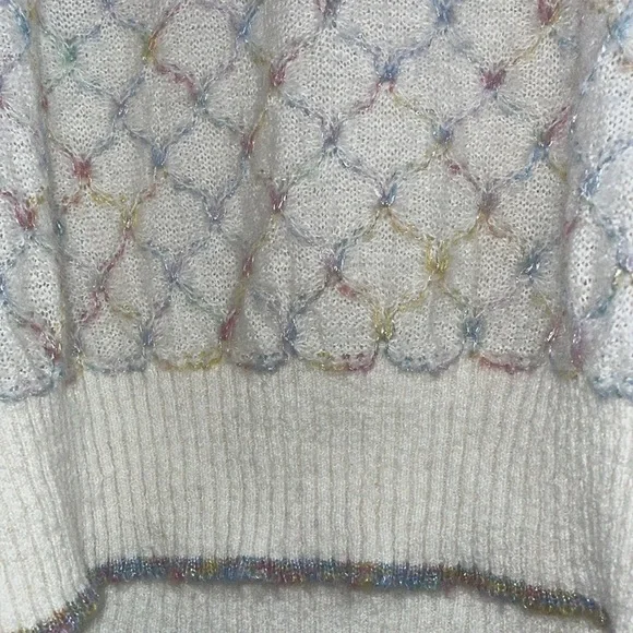 SEE BY CHLOE Iza Women’s Sweater Size S NWT Multicolor White Crew Neck Oversized